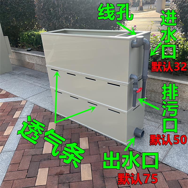 大型锦鲤鱼池过滤箱沼泽过滤滴滤盒沉淀带干湿分离瀑布出水过滤器