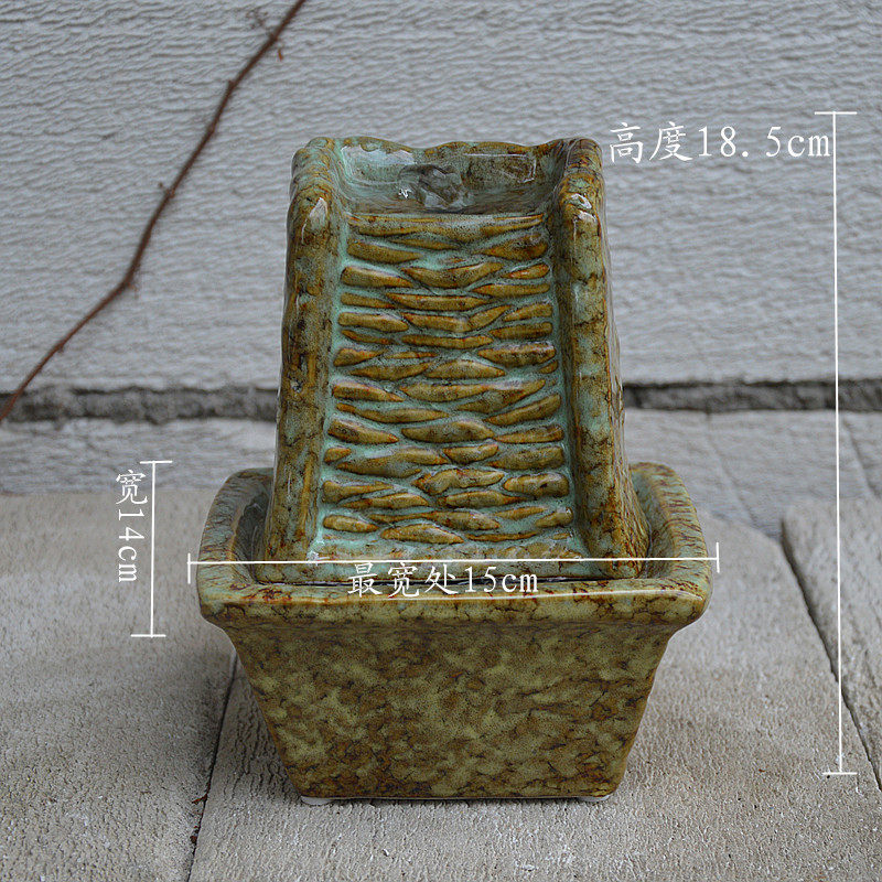 陶瓷工艺品摆设欧式小瀑布喷泉流水加湿器家居桌面客厅装饰小摆件