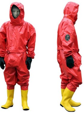 消防二级化学防护服轻型防化服耐酸碱防护服红色带检测报告