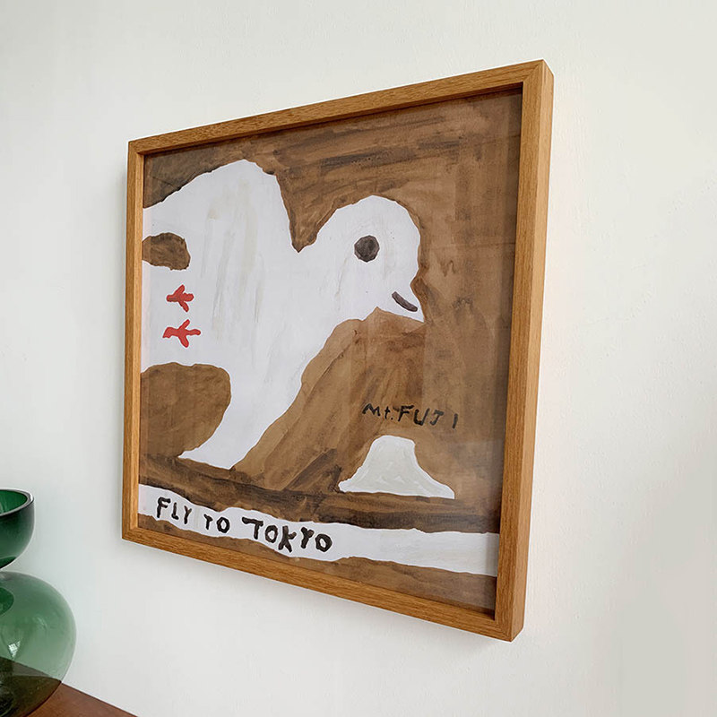 Fly to tokyo原木风鸽子儿童房卧室装饰画餐厅单幅壁画北欧动物画
