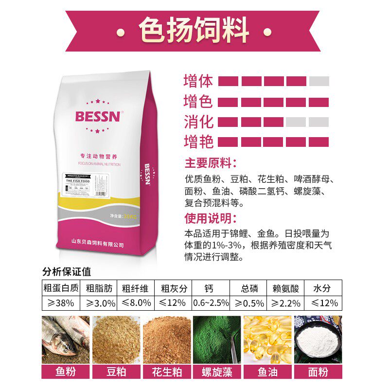 锦鲤鱼食金鱼饲料小颗粒不浑水通用型增色粮渔场通用蝴蝶鲤观赏鱼