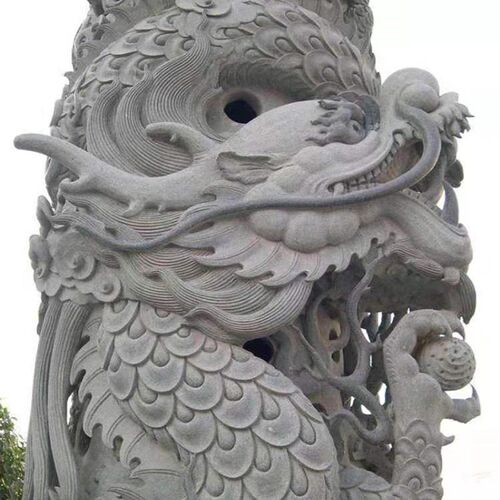 公园广场石雕盘龙柱雕刻寺庙浮雕龙柱文化柱花岗岩青石龙柱石雕