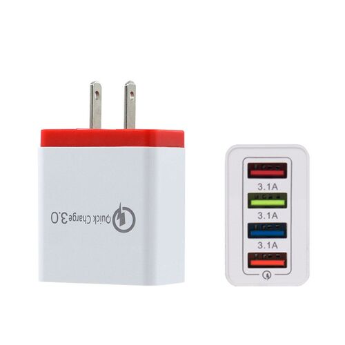 4USB手机充电器5V3AUSB多口充电头美规欧规多口智能4U3A充电器