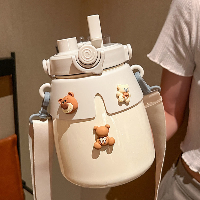 2022新款保温杯大容量网红双饮杯女生高颜值大肚水壶便携吸管水杯