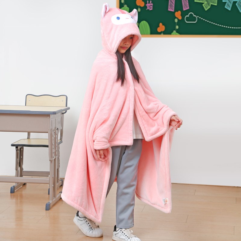 教室毯子午睡毯小学生儿童专用学校午休趴睡披肩毛毯斗篷带帽披风
