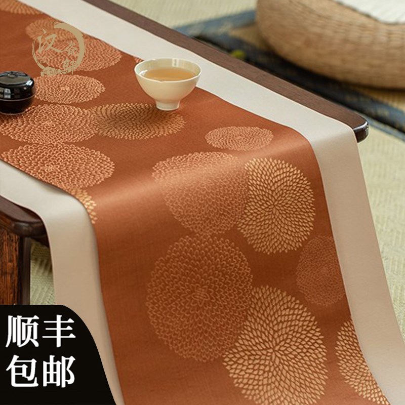 长安菊织锦茶席套装新中式禅意茶席防水茶道垫高端织锦双面茶配件