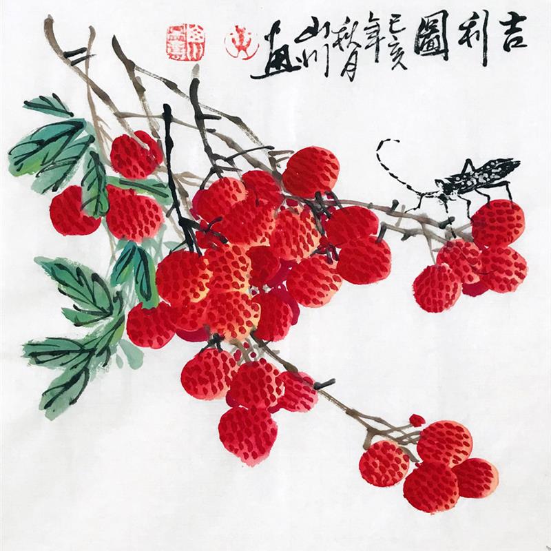 纯手绘国画花鸟画饭厅中式装饰画书房挂画斗方水墨荷花图荷塘清趣