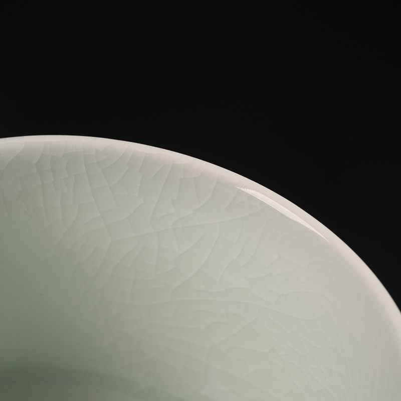 熹言汝窑开片杯陶瓷开片主人杯带把茶杯单个功夫茶具小茶碗品茗杯
