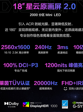 18寸2.5K240 miniLED NE180QDM-NM2 ROG枪神9Plus原装屏100%P3