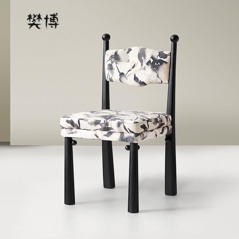 樊博家具法式中古风马乌餐椅白蜡木实木小户型家用复古设计师椅子