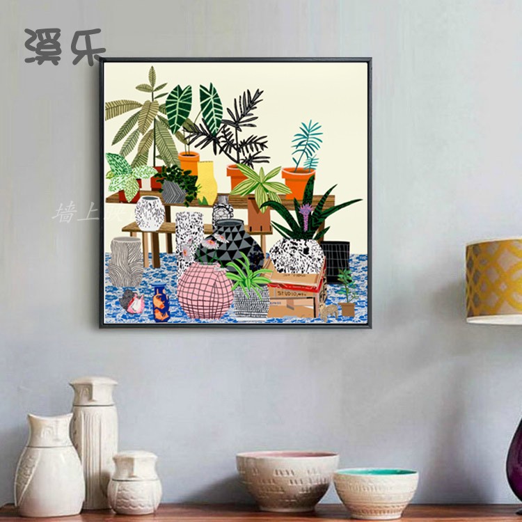 北欧清新绿植小众挂画美式田园风格装饰画办公室儿童房玄关客厅画