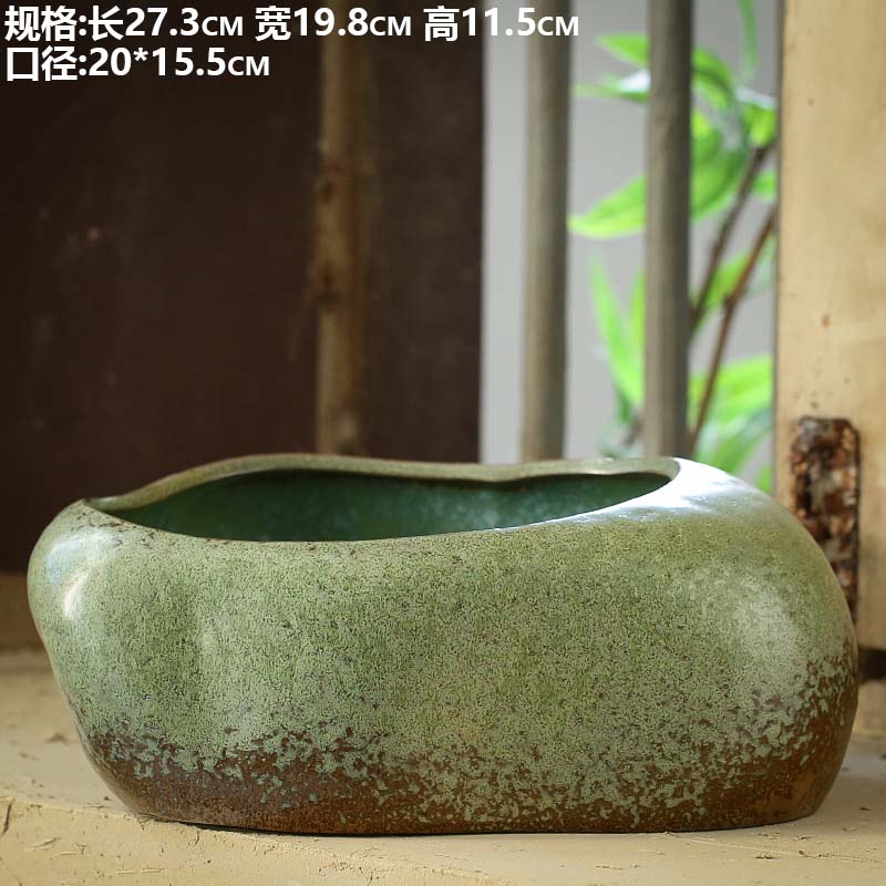 创意水培花盆无孔陶瓷粗陶大号铜钱草睡莲碗莲一叶莲水仙水养植物