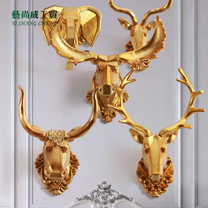 大象客厅沙发背景墙酒吧包厢装饰挂件入户玄关大象动物头招财壁挂