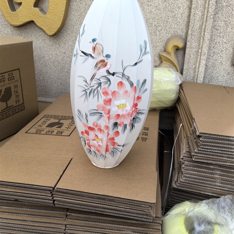 吊灯新中式手绘玄关过道灯笼餐厅酒楼手工布艺铁艺庭院茶楼橄榄灯
