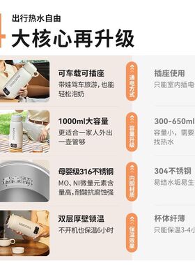 旅游便携式电热水杯保温烧水杯旅行加热烧水壶12v24v车载电烧水杯