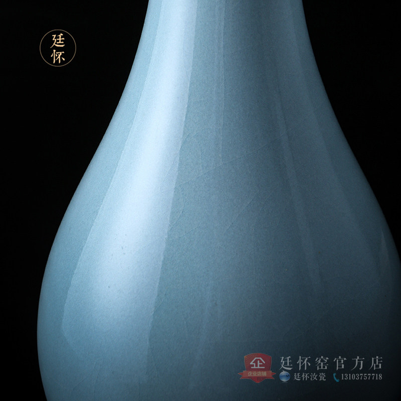 廷怀汝窑陶瓷花瓶玉壶春简约汝瓷花瓶客厅家居摆件新中式复古插花