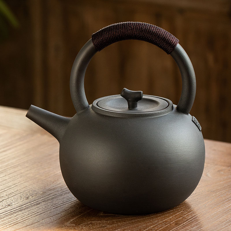 日式大容量陶壶烧水壶家用煮茶耐高温陶瓷泡茶壶白陶煮茶器养生壶