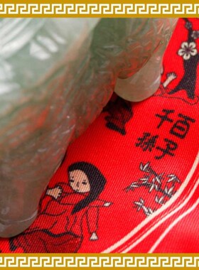 麦玲玲吉庆堂麒麟送子一对百子千孙图东陵玉卧室客厅添丁生子摆件