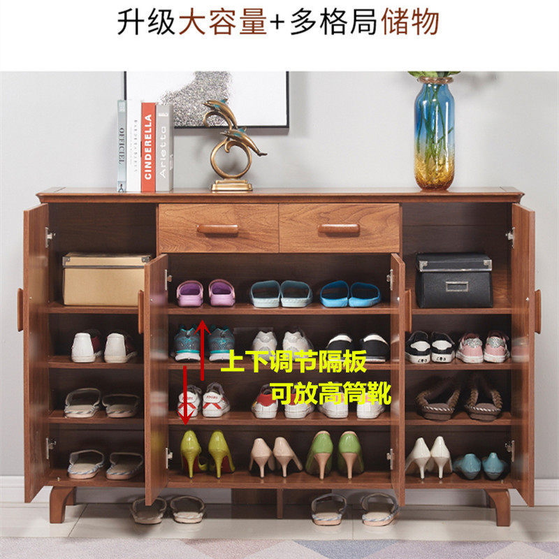 中式鞋柜实木原木色简易鞋橱门外经济型多功能玄关门厅柜家用组装