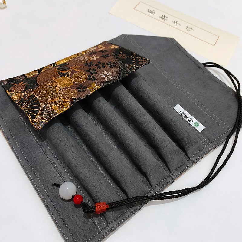 蔡籽手作包邮提花笔帘钢笔笔包西阵织扇子款布艺笔袋便携收纳包