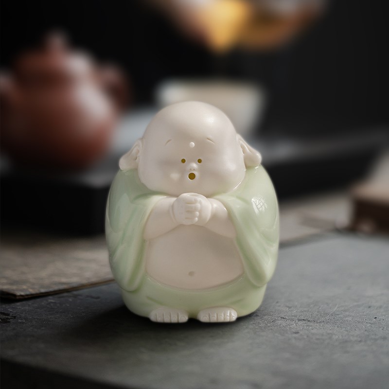 创意中式弥勒佛陶瓷摆件大肚招财笑佛家居客厅桌面装饰工艺品摆放