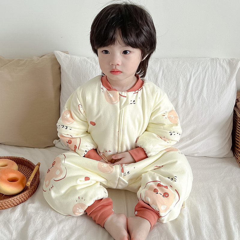 儿童恒温睡袋婴儿秋冬保暖防踢被夹薄棉宝宝可拆袖加厚防着凉神器