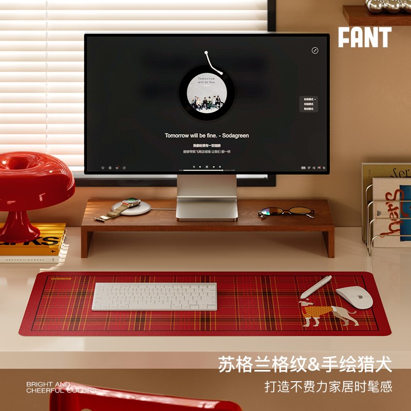 克利弗新年红色氛围鼠标垫超大号桌垫女生办公室高颜值桌面垫定制图片