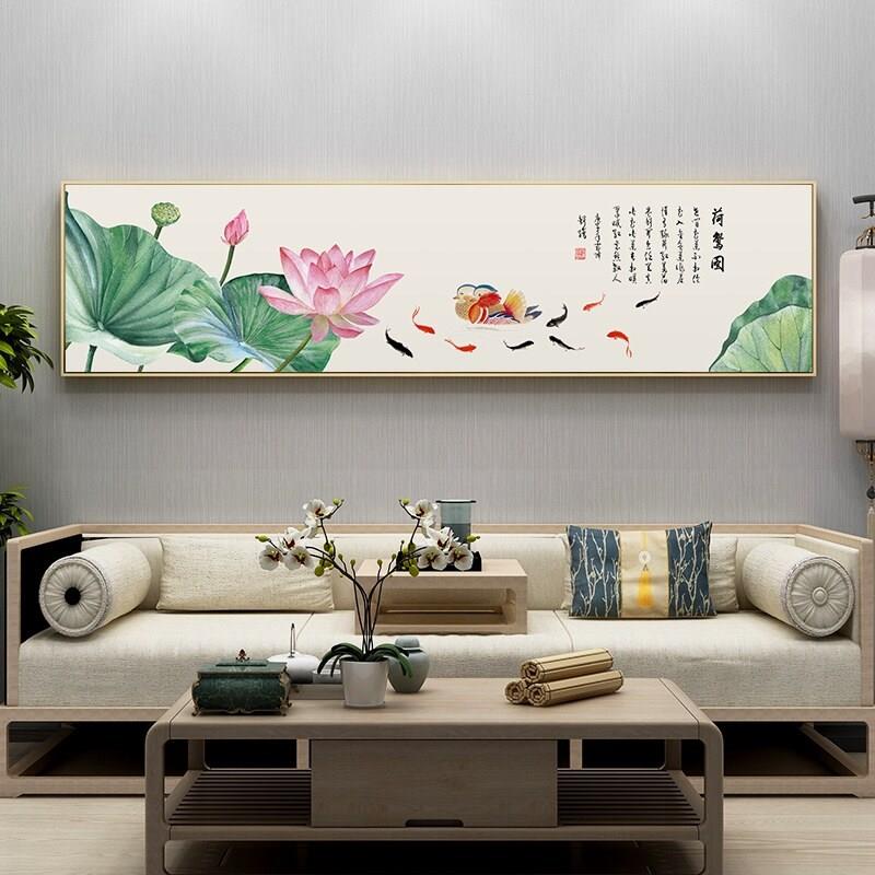鸳鸯戏水图床头画结婚礼物客厅夫妻挂画新中式卧室相濡以沫装网红