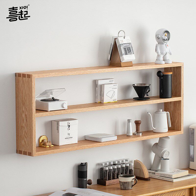 黑胡桃实木壁挂式储物架茶室壁挂式装饰品器皿茶具储物架网格展示