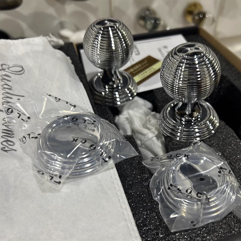 依佰利美式纯铜球形锁极简法式银色镀铬黄铜卫生间门锁静音球形锁