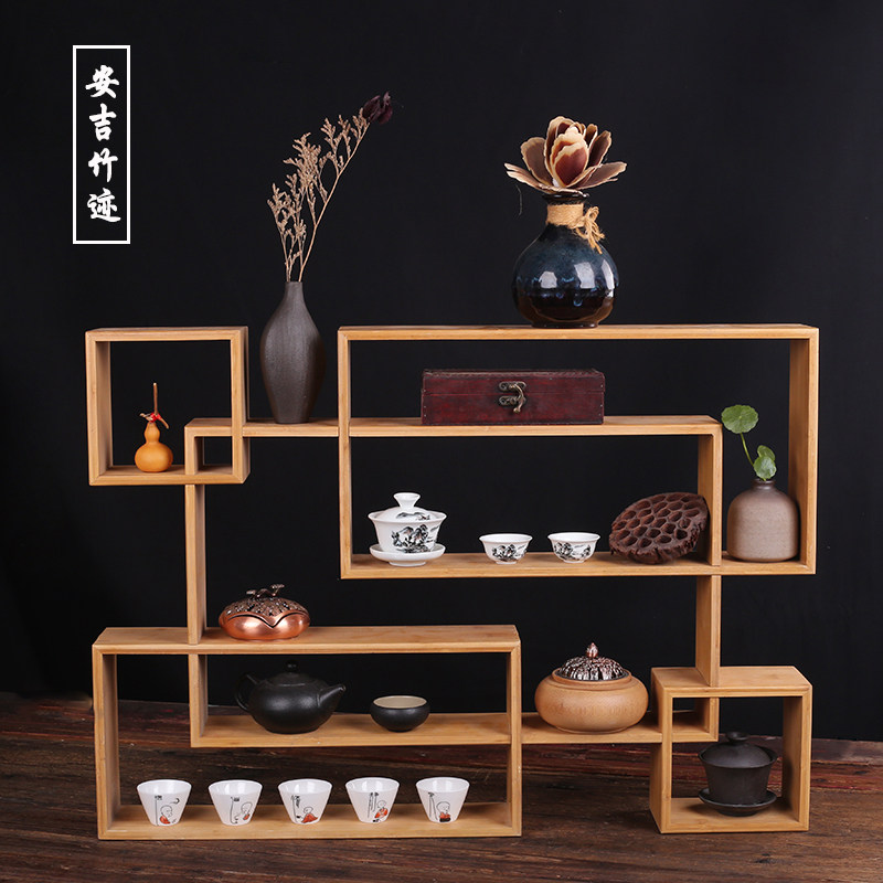博古架茶杯架实木茶道茶棚架茶具整理置物架茶架茶壶收纳架多宝阁