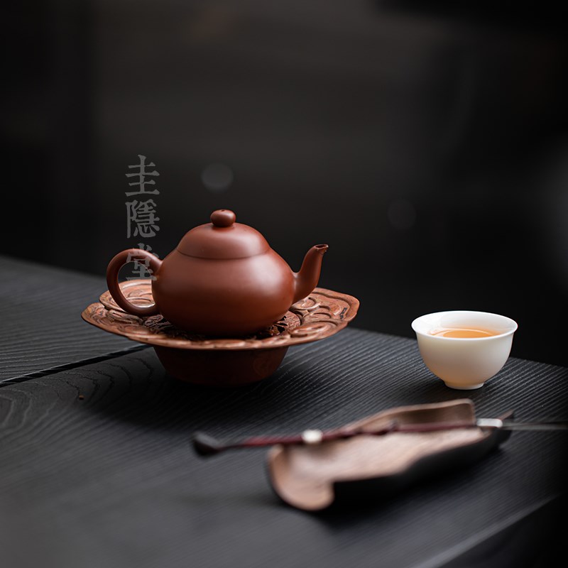 圭隐堂手工纯铜壶承家用复古储水式干泡茶盘茶壶盖碗茶托盘小茶台