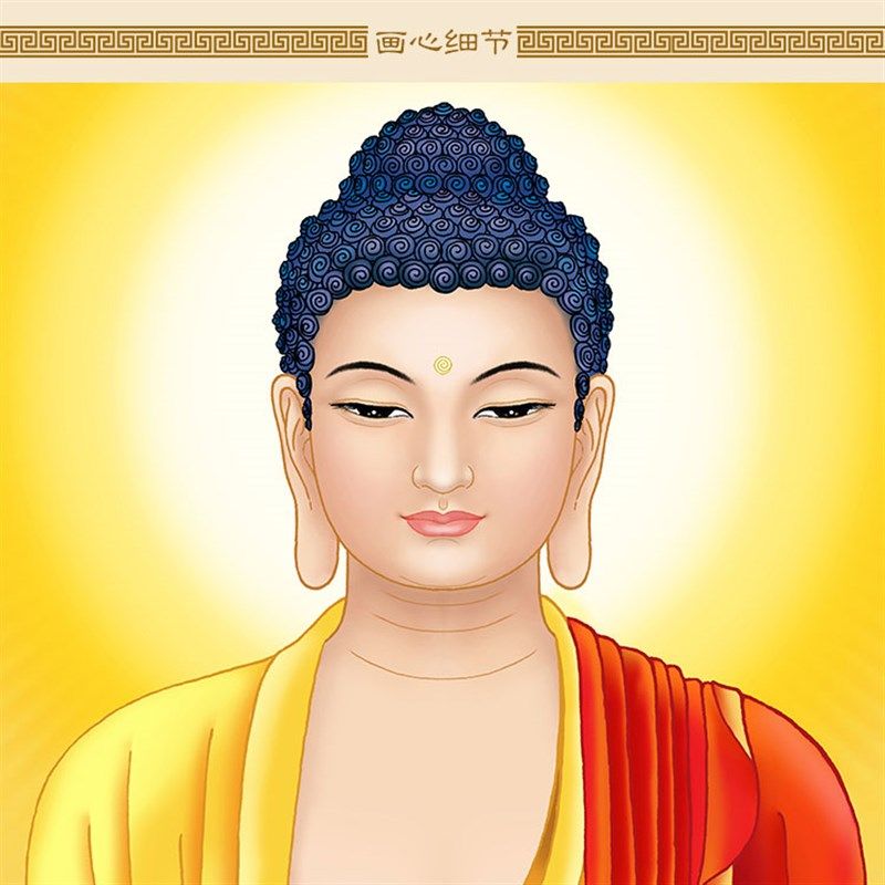 三宝佛三方佛画像 横三世佛释加牟尼佛药师佛卷轴挂画 绢布装饰画