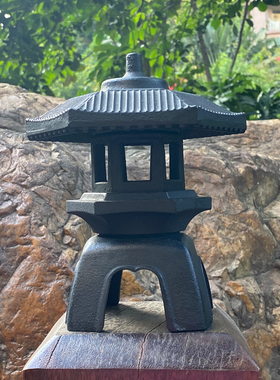 仿古铸铁香塔怀旧雪见灯 手工铁艺烛台复古长安灯客厅摆件