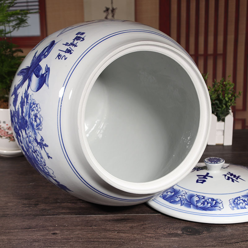 景德镇陶瓷水缸米缸30/50斤家用纯净水机泡茶抽水储水罐冷热水壶