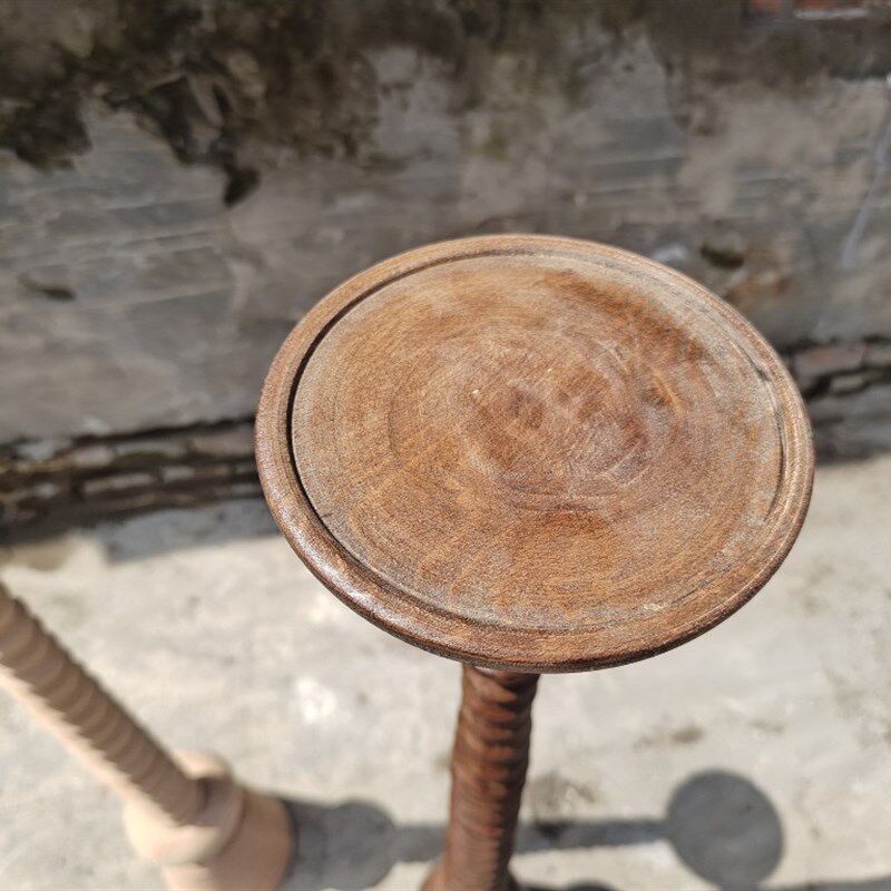 中古实木落地烛台禅意中式复古原木烛台灯柱木雕摆件烛台香薰茶室
