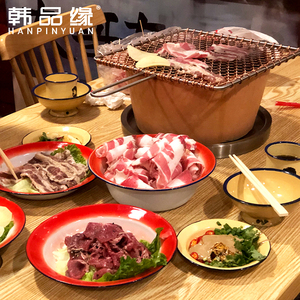 韩式炭火烤肉炉北京原始木炭泥炉餐厅碳烤炉商用圆形大号烧烤炉