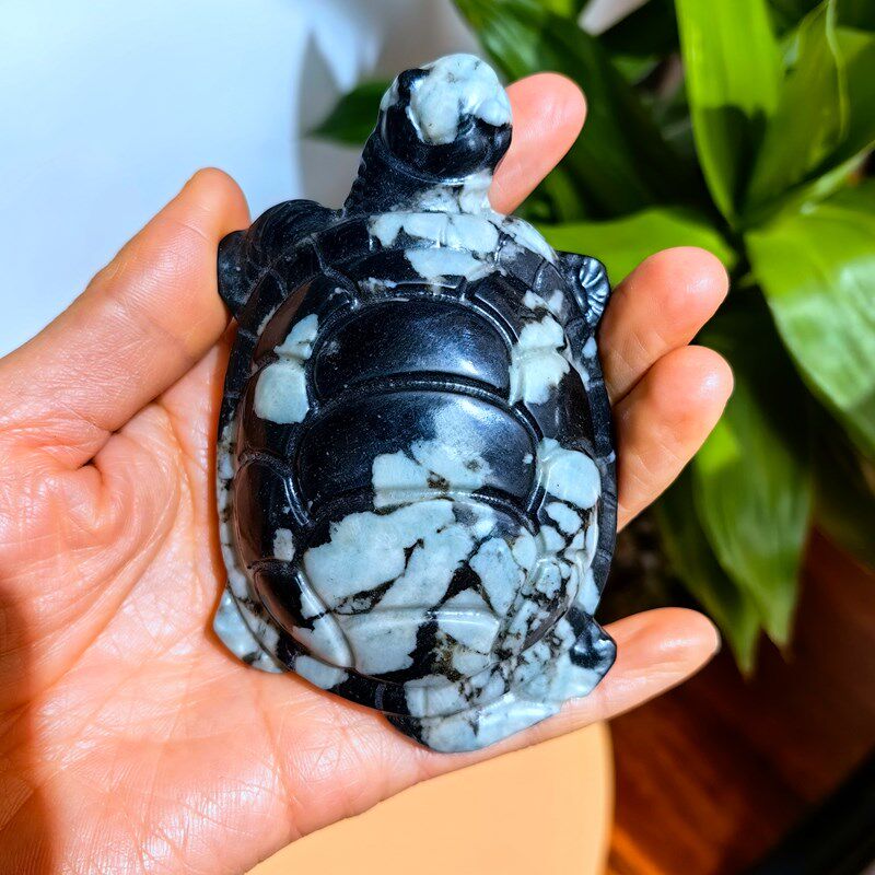 洛阳牡丹石小乌龟 天然奇石 桌面摆件 工艺品 雪花石画面石梅花石