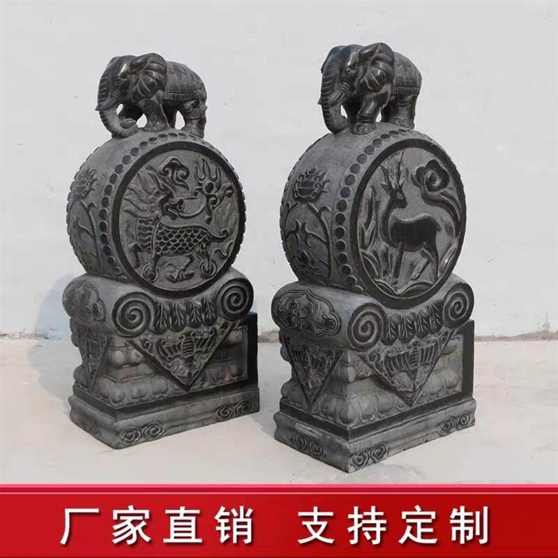 石雕门墩一对家用镇宅狮子麒麟貔貅青石仿古做旧门墩石石鼓抱鼓石
