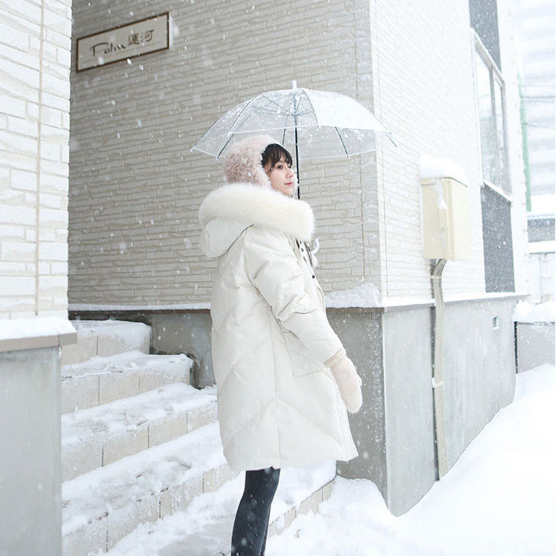透明雨伞简约女生高颜值网红双人学生长柄手动加大加厚加固白色伞