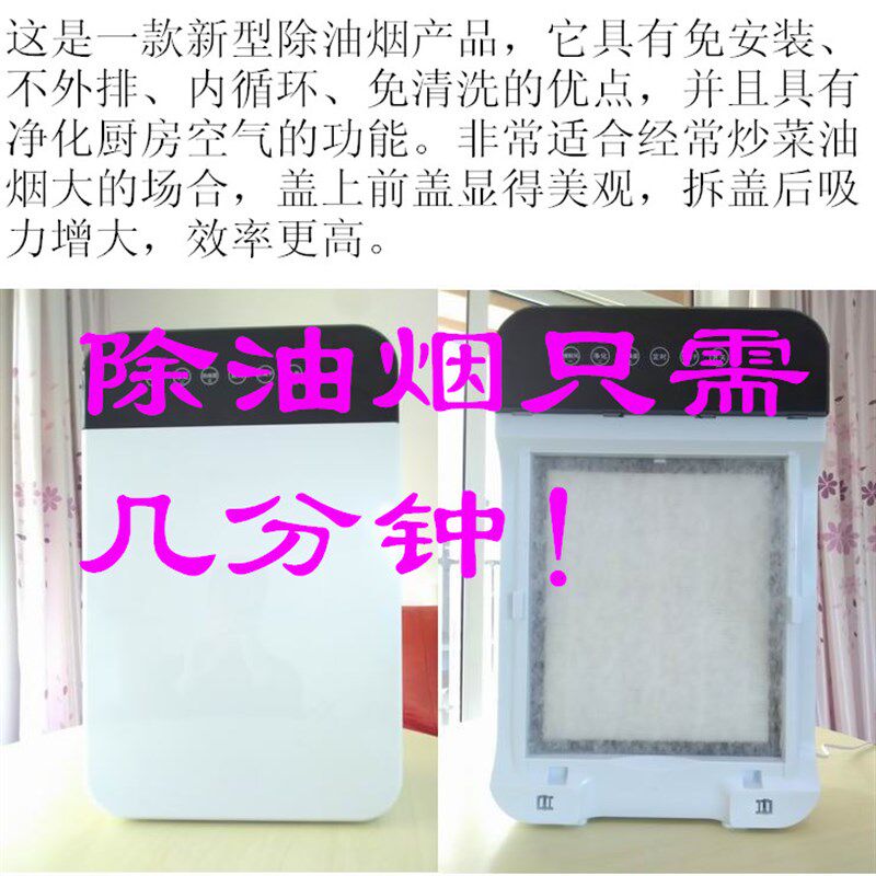 小型立式中岛式内循环无烟管不外排免打孔烧烤吸除抽油烟机净化器