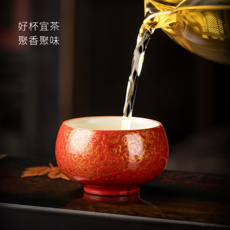 妙莲天香纯手工制作非遗大漆汝窑主人杯单杯家用高档喝茶茶具茶杯