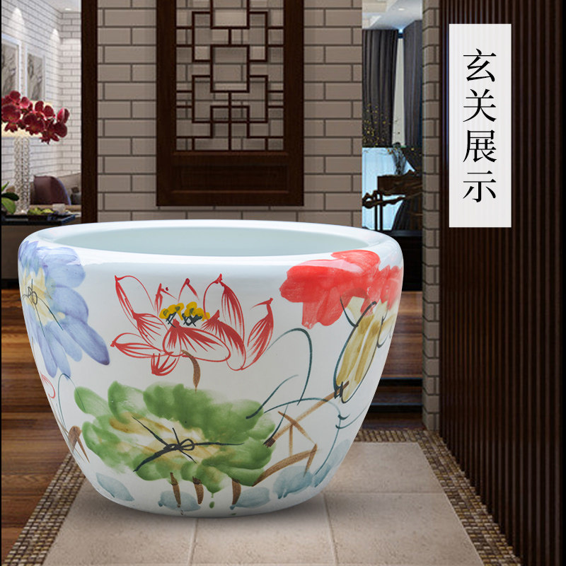 庭院大缸景德镇青花瓷水缸金鱼缸荷花碗莲睡莲盆乌龟缸酒店甲鱼缸
