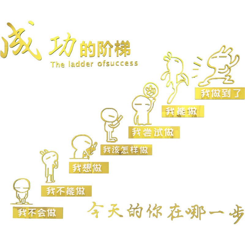 成功的阶梯3d立体墙贴企业文化墙公司办公室装饰学校教室励志贴纸图片