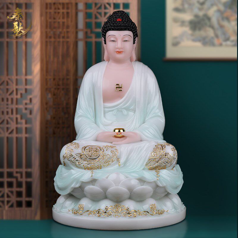 全堂佛家用汉白玉释迦牟尼佛像供奉观音菩萨地藏王菩萨弥勒佛摆件