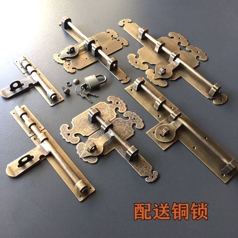 中式仿古纯铜大插销大门纯铜门栓户外门销花园铜门栓木门插销复古