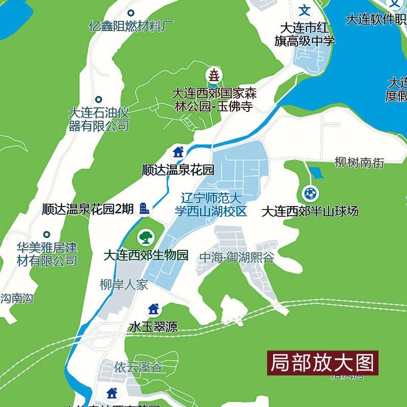 2025新款大连市区地图贴图办公室挂图高清防水墙壁贴超大装饰画