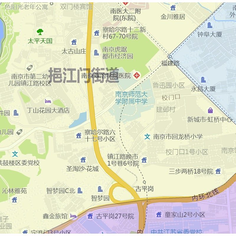 鼓楼区地图1.15m南京市折叠家用高清办公室书房新款装饰画墙贴