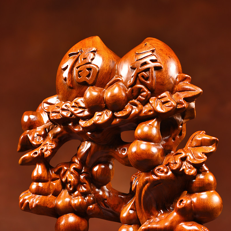 花梨实木寿桃摆件送老年人大寿爷爷奶奶长辈实用祝寿贺寿生日礼物