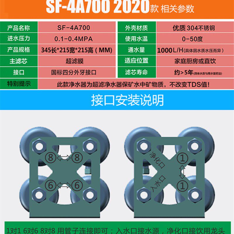 颂福净水器 不锈钢净水器 自来水过滤器 超滤 直饮过滤系统